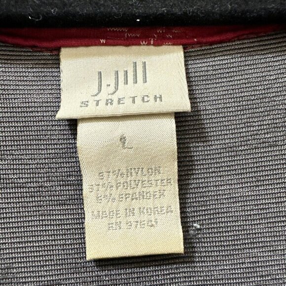 2/$30 J Jill Stretch Embroidered Button Up Thick Shirt Shacket L Red Stretch - Picture 5 of 12